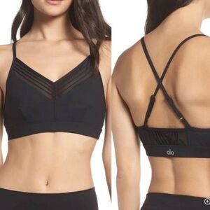 Alo yoga Womens black ultimate mesh inset sports bra Small